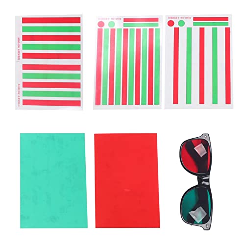 Red Green Vision Correction Cards, Myopia Strabismus Glasses Eye Training Reading Aids for Amblyopia Training