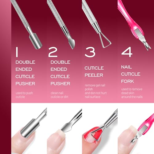 FANDAMEI Nail Care Kit for Women, Cuticle Remover Tools with Cuticle Softener, Scented Oil, Nail Strengthener and Growth Pink Polish, Manicure kit Cuticle Tools Nippers, Pushers, Nail File for Prep