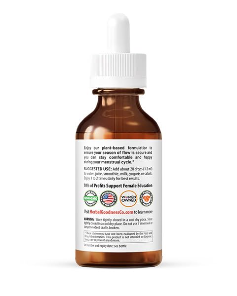 Herbal Goodness Secure in My Flow | Menstrual Support Supplements | Slow Flow Menstrual Supplements, Mood Support, Hormone Health, Aids Relaxation, Metabolic Support 2oz