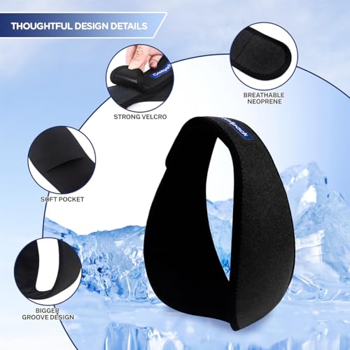Comfpack Wisdom Teeth Ice Pack Head Wrap After Surgery, 4 Reusable Hot & Cold Therapy Gel Ice Packs for Face Swelling, TMJ, Chin, Oral Pain, Facial Surgery, Jaw Pain, Black