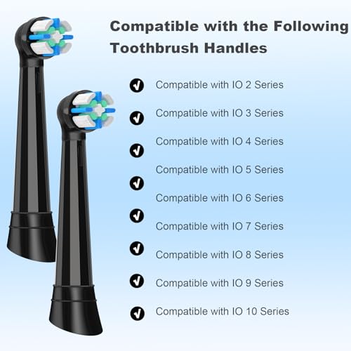 8 Pcs IO Replacement Heads Compatible with Oral B IO 2/3/4/5/6/7/8/9/10 Electric Toothbrush, Brush Heads for Teeth Clean Compatible with Oral B IO (Black) Black 8 Count (Pack of 1)