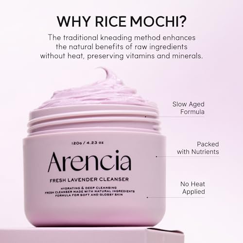 ARENCIA Fresh Lavender Rice Mochi Face Cleanser, Pore Care, Daily Deep Cleansing for Clean & Refreshed Skin, 120 g (4.23 oz) 4.23 Ounce (Pack of 1)