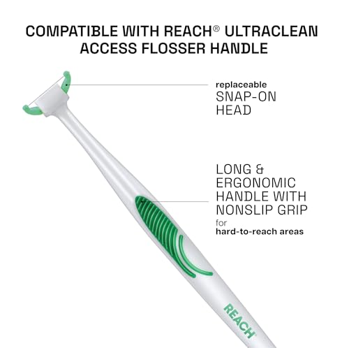 REACH Mint Fresh Oral Hygiene Bundle – Access Flosser Kit (1 Flosser + 92 Heads) + Waxed Mint Dental Floss (3 Pack, 115 yd), PFAS Free, Plaque Remover, Oral Care for Adults & Kids