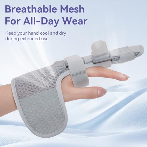 Single Trigger Finger Splint, Aluminum Finger Brace Joint Stabilizer, Adjustable Hand Brace and Wrist Brace Support for Middle, Index, Pinky or Ring Finger Support(Ultra-Slim) Single