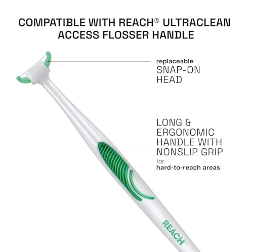 REACH Ultraclean Access Flossers Disposable Heads Fresh Mint Crystals 28 Each (Pack of 4)