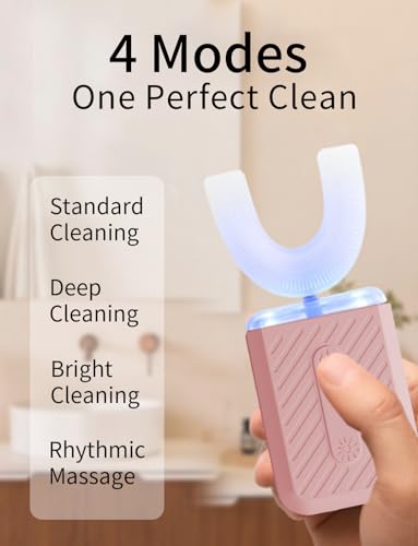 U-Shaped Electric Toothbrush for Adults, Electric Toothbrush with IPX7 Waterproof, ultrasonic Toothbrush for Adult with 4 Cleaning Modes