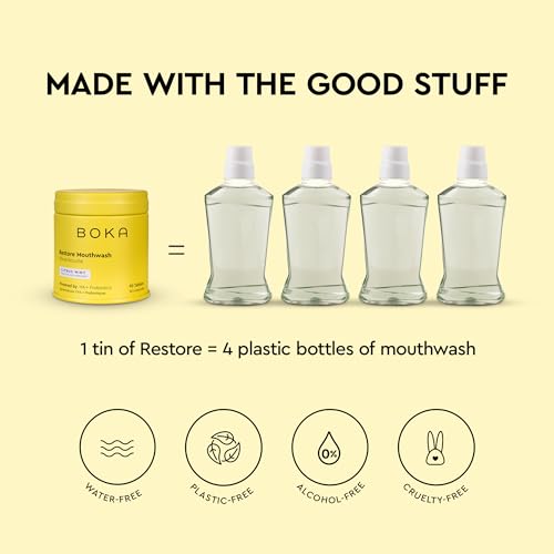 Boka Fluoride Free Probiotic Toothpaste Citrus Mint 4 Fl Oz and Travel Size Mouthwash Tablets Citrus Mint 1pack 90 pcs, Appropriate for Sensitive Teeth, Freshens Breath Bundle