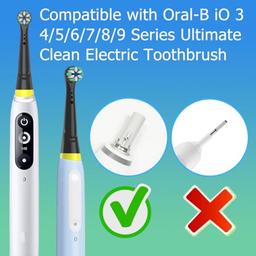 8PCS iO Replacement Brush Heads Compatible with Oral b i0 2/3/4/5/6/7/8/9/10 Series Electric Toothbrushes, Black Medium