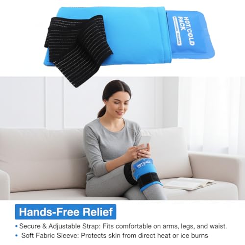 Reusable Gel Ice Pack for Injuries - Hot & Cold Therapy Pack for Muscle Pain Relief, Swelling Reduction, Post Surgery Recovery | Flexible Design Fits Shoulder, Knee, Back