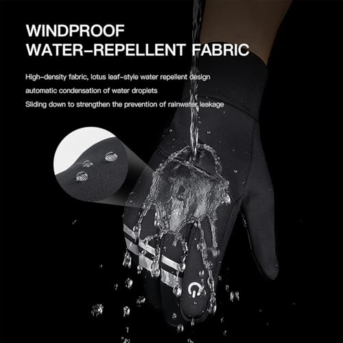 Winter Warm Gloves for Men Women - Windproof and Waterproof Thermal with Touchscreen Fingers for Cold Weather Outdoor Work, Cycling, Biking, Driving, Hiking, Running Black Large