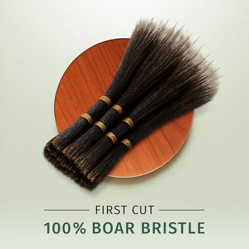 SHASH Made in Germany - 100% First Cut Boar Bristle Nail Brush - Gently Removes Dirt, Grime for Clean Hands - Exfoliates Skin for Soft, Smooth Texture, Wood (Olive) (Black Boar Bristle) Black Boar Bristle