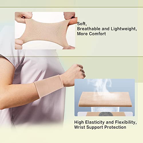 Men & Women Compression Wrist Sleeve Wrist Brace Wrist Supports Wrist Wraps Elastic Wristbands for Tennis, Tendonitis, Carpal Tunnel, Tattoo Cover Up Bands skin(1 pair) X-Large