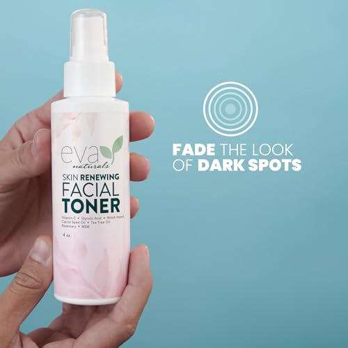 Eva Naturals Witch Hazel Face Toner, Glycolic Acid, Vitamin C & Aloe, 4 oz