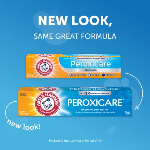 Arm & Hammer Complete Care Toothpaste, Fresh Mint Flavor, Whole Mouth Protection, 6.0oz (4-Pack) & Peroxicare Toothpaste, Clean Mint Flavor, Improves Gum Health, 6.0oz (4-Pack)