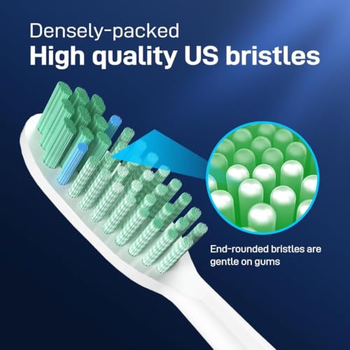 Toothbrush Replacement Whitening Heads Compatible with TAO Clean Sonic Electric Toothbrush - Brush Heads Refills, White