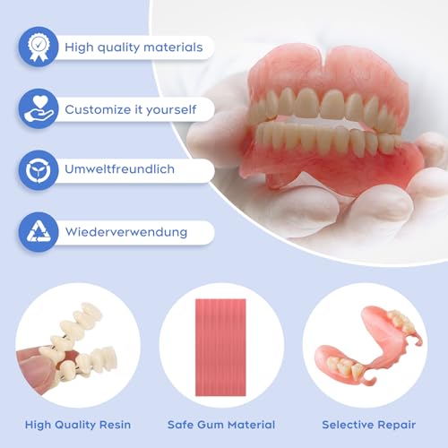 Denture Do it Yourself Full Set of Top and Bottom Fake Teeth, for Improve Smile，DIY Denture Kit- Natural Looking Emergency Replacement Solution, Customized Dentures(Universal Size)-250604-2