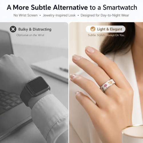 Smart Ring for Women with Enamel Health Ring Fitness Ring Fitness Tracker with Sleep Heart Rate Monitoring Distance Pedometer Calorie for Android iOS 7