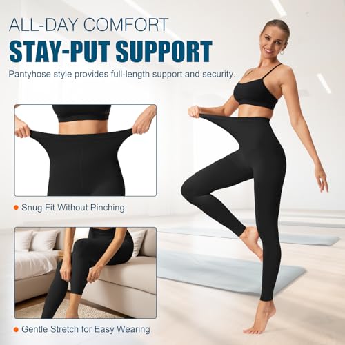 Bropite Compression Pantyhose, 20-30 mmHg High Waist Tights for Women Black X-Large