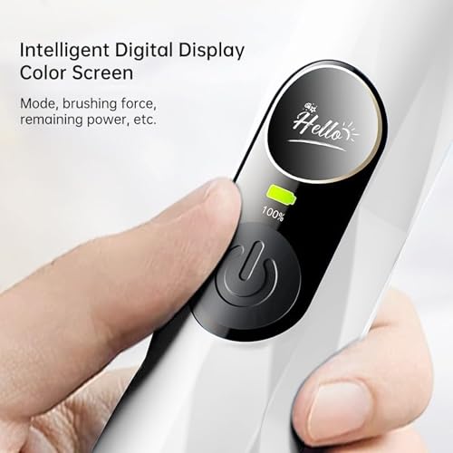 Reva V3 Sonic Electric Toothbrush for Adults, Dual Display, 5 Modes, 200-Day Battery, 4 Brush Heads, IPX7 Waterproof (White) White