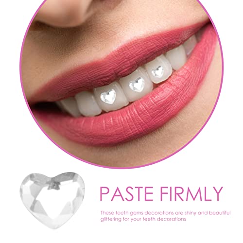 POPETPOP Heart-Shaped Teeth Gems 10Pcs Crystal Tooth Jewelry Removable DIY Teeth Decoration for Festive Occasions and Unique Smile Accessories