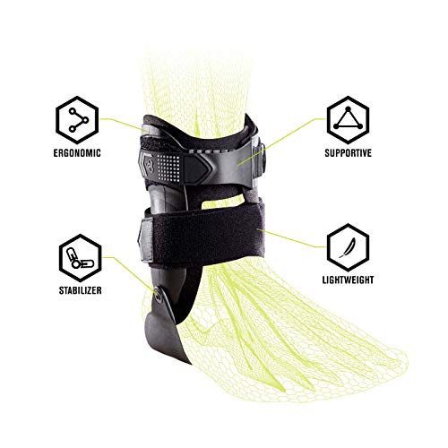 DonJoy Performance BIONIC Stirrup Ankle Brace, Maximum Medial/Lateral Ankle Support, Low-Profile Rigid Brace, Adjustable, Ankle Immobilization for Volleyball, Basketball, Football, Baseball, Lacrosse Right Foot Medium