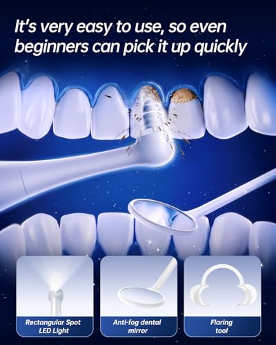 Tooth Polisher, Electric Teeth Whitening Kit, Professional Teeth Cleaning Tools with 5 Tooth Polish Paste & 6 Brush Heads, LED Light, 5 Modes USB Rechargeable Home Personal Dental Care Kit, White