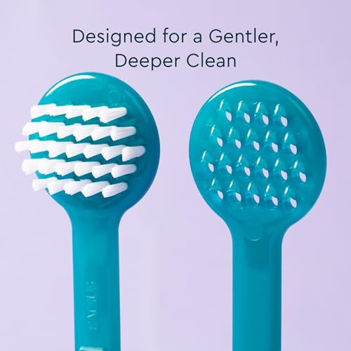 RADIUS Tongue Cleaner - Professional 2-in-1 Tongue Scraper and Brush for Fresh Breath - BPA-Free and Non-Toxic Oral Care - 3 CT - Yellow, Midnight Blue, Fuchsia Fuchsia, Midnight Blue & Yellow