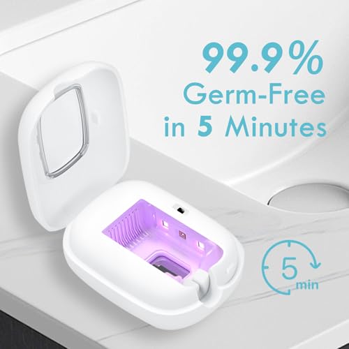 UV Toothbrush Sanitizer Cover, Rechargeable Travel Cap with Magnetic Wall Mount, Portable Cleaner for Any Size Toothbrush White