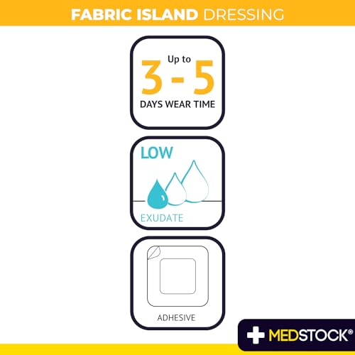 MEDSTOCK Fabric Island Dressing, 4"x8" (Pack of 50), Adhesive Wound Care, Suitable for Surgical Wounds, Grazes, Highly Breathable, Hypoallergenic, Non-Woven Fabric, High Absorption Pad 4 Inch x 8 Inch (Pack of 50)