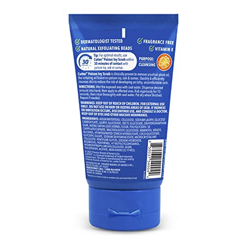 Cutter Poison Ivy, Oak & Sumac Cleansing Scrub, Fast Itch Relief 1 Pack (4 Ounce)