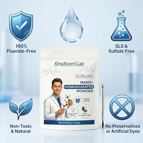 Nano+ Hydroxyapatite Powder (90g / 3 oz) - Ultra-Fine Enamel Repair & Maximum Sensitivity Care, Clinical Grade Fluoride-Free Alternative with Premium Stainless Steel Spoon Nano+90g