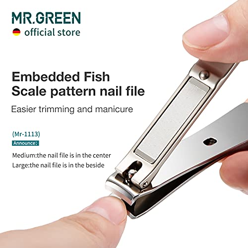 MR.GREEN Nail Clippers Curved Blades Fingernail Cut Nippers Manicure Scissors Stainless Steel Pedicure Tools (Medium) Medium