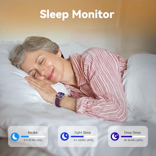 Smart Watch Senior Friendly No App No Phone Required, Waterproof Pedometer Purple