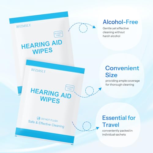 200 Count Hearing Aid Cleaning Wipes, Alcohol-Free Individually Wrapped 200