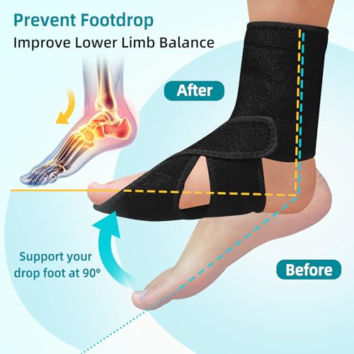 AFO Foot Drop Brace for Walking, Plantar Fasciitis Night Splint Black-Left