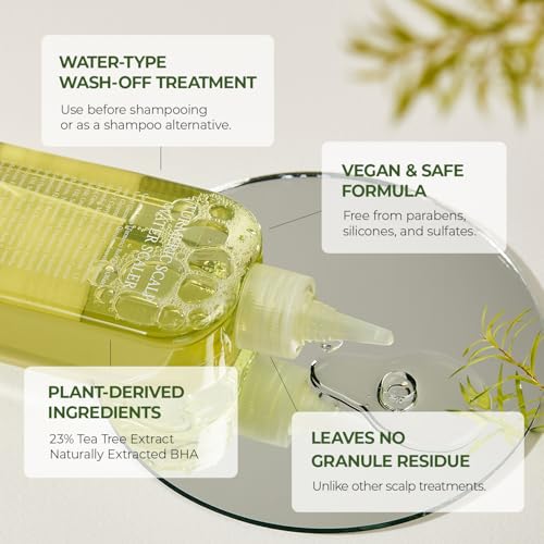 STEAMBASE Tea Tree Scalp Treatment | Purifies and Exfoliates Oily Scalp | Natural BHA & Tea Tree | Removes Odor & Buildup | Hypoallergenic Exfoliator, 8.42 fl oz Tea Tree Scalp Water Scaler Full Size, 8.45 fl oz