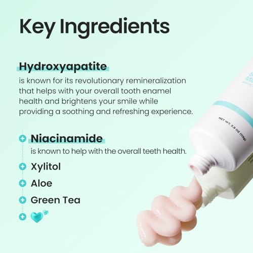 HIMALAYA PINKSALT Fluoride Free Hydroxyapatite Toothpaste with Niacinamide 3.9 oz + HIMALAYA PINKSALT Natural Toothbrush 4Counts, Teeth Whitening Toothpaste, Medium Toothbrushes
