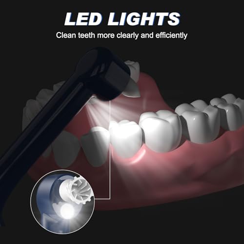 Tooth Polisher, Tooth Whitening Kit for Teeth Cleaning and Whitening, Rechargeable Teeth Polisher for People/Pets,Teeth Cleaning Kit with 5 Brush Heads,4 Speed Modes and LED Light, Waterproof(Blue) Blue