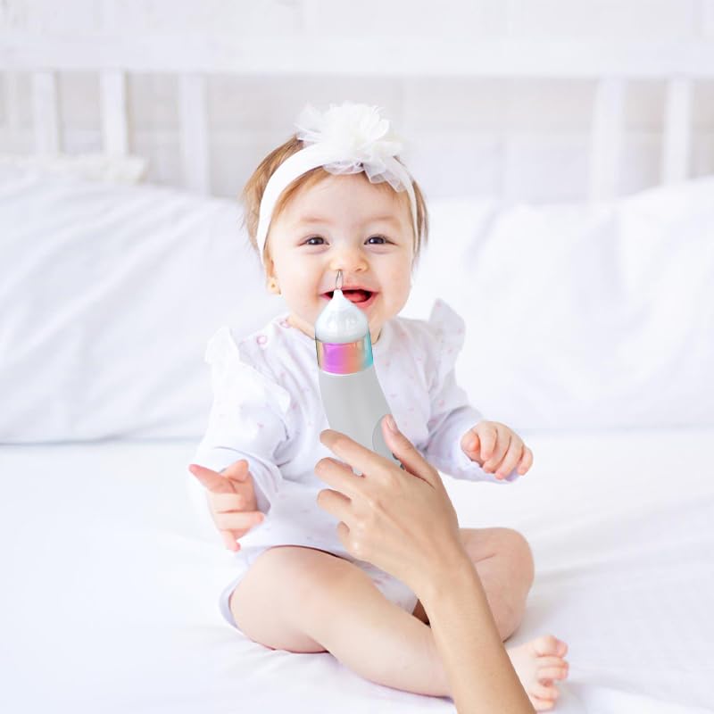 Smart Baby Nasal Aspirator, 2-in-1 Electric Nose Sucker for Newborns & Toddlers with 5-Level Suction, Soothing Lullabies, 2 Silicone Tips, USB-C Charge, Storage Case | Baby Nose Aspirator Gift