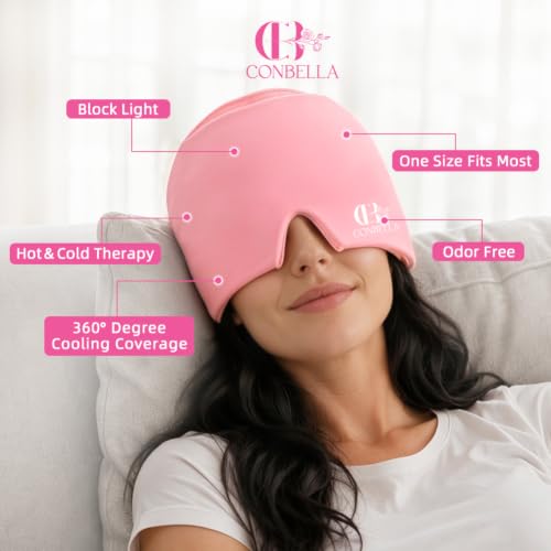 Migraine Relief Cap, Soothing Headache Ice Face Mask Products Pink