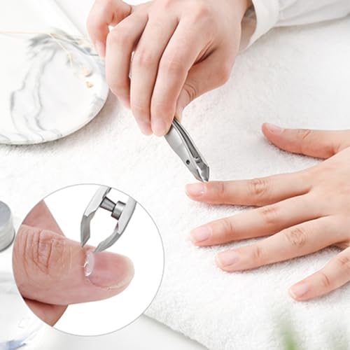 Professional 2-in-1 Mini Cuticle Nipper with Pusher Stainless Steel Nail Cutter and Trimmer for Women Angled Clippers with Pouch Portable Manicure Tool for Precise Cuticles Removal