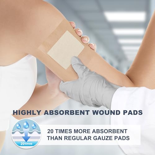 LotFancy Calcium Alginate Wound Dressing, 4"x 4" Non-Stick Pads for Wounds 4"x 4" (10-Count)