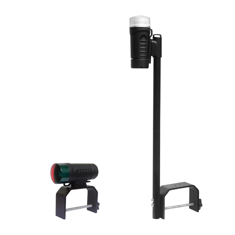 Portable Battery Power Boat Navigation Light - Bow and Stern for Pontoon and Small Boat (Black) Black