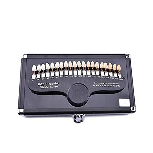 Professional R-20 Teeth Whitening Shade Guide with Mirror, 20 Colors Tooth Bleaching Shade Chart