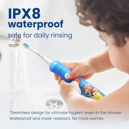 Kids Electric Toothbrush with Voice Encourage, for Ages 3+, Blue