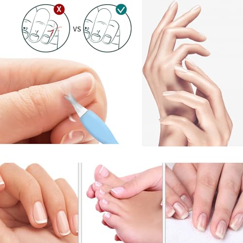 4 Pcs Cuticle Trimmer Pusher Remover, Rubber Tip Gentle on Nail Bed, Stainless Steel Cuticle Remover, Manicure Tool for Fingernails