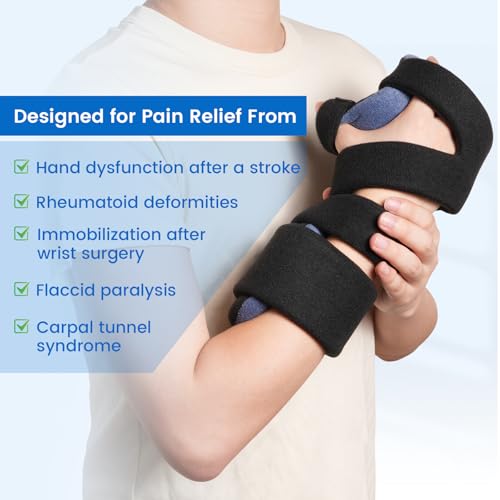 Velpeau Resting Hand Splint with Finger Separator Functional for Stroke Patient, Night Immobilizer Wrist Finger Brace for Muscle Atrophy Rehabilitation, Arthritis, Carpal Tunnel, Tendonitis (Left-M) Medium Left Hands