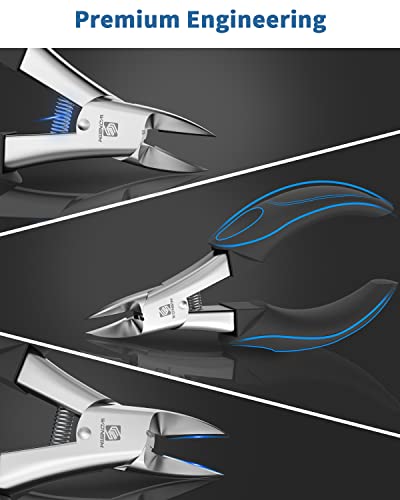 Toenail Clippers, Toe Nail Clippers for Thick or Ingrown Nails with Ingrown Toenail File and Lifter, Stainless Steel Sharp Curved Blade Professional Podiatrist Grooming Tool for Men Seniors