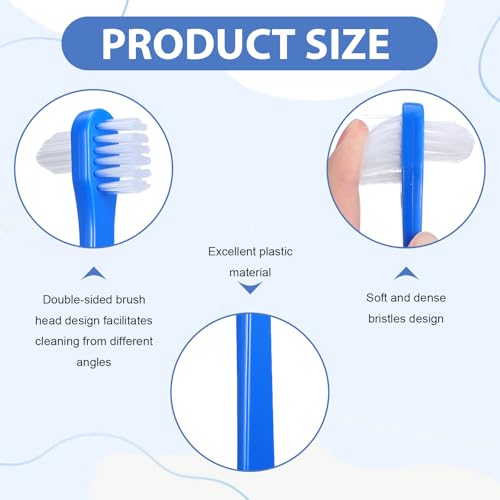 60 Pcs Denture Brush Set, Dual-Headed Firm Bristle Denture Toothbrush for Cleaning False Teeth, Retainers, Braces, Oral Appliances - Individually Packed Denture Brushes