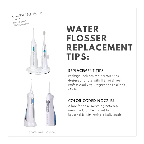 ToiletTree Products Replacement Tips for Poseidon & Professional Oral Irrigator, 8 Pack